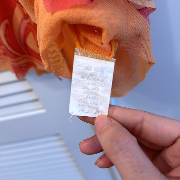 Sweet Pea by Staci Frati Top Pink/Orange/Yellow 100% Nylon SZ M - Picture 7 of 10